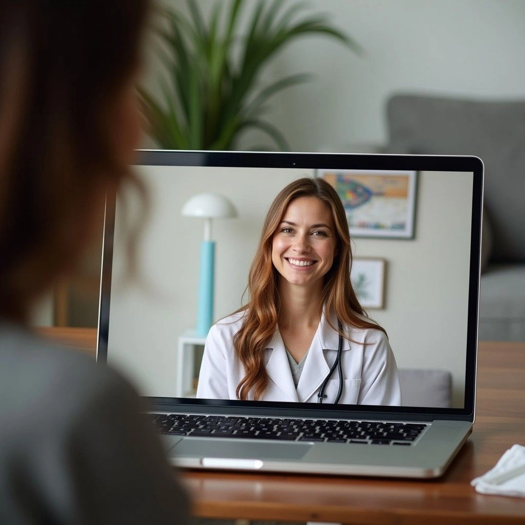Telehealth provider speaking with a member over a video call